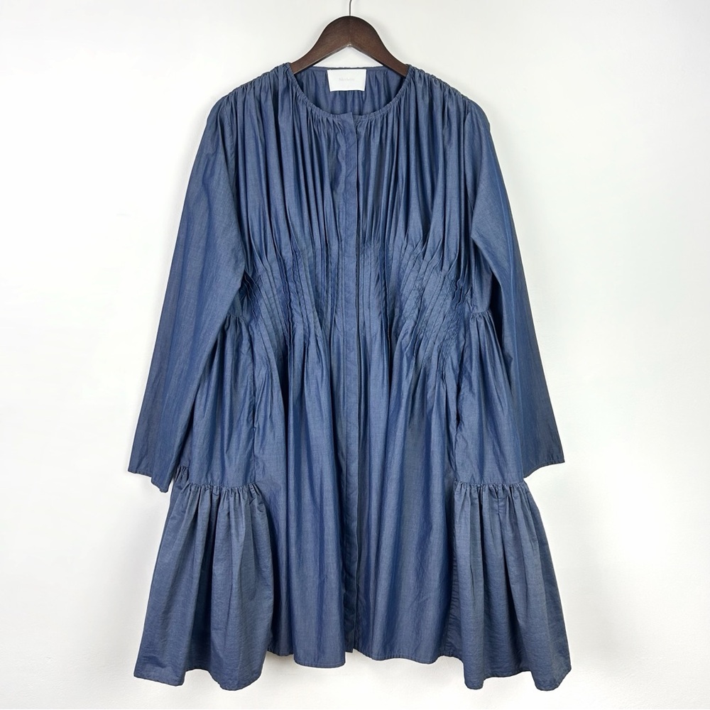 Merlette Martel Pleated Dress in Dark Chambray